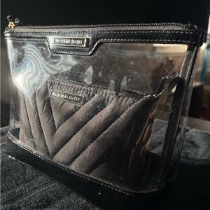 Victoria's Secret Black Quilted Transparent Cosmetic Bag Set